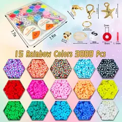Flat Clay Beads for Jewelry Bracelet Making Kit, 6mm Flat Polymer Heishi Beads DIY Arts and Crafts Kit with Smiley Face Letter Bead,Gifts Toys for Girls Age 6-12