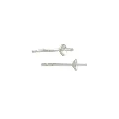 JewelrySupply Sterling Silver 3mm Pearl Posts with Cup (1 Pair of Sterling Silver Pearl Post Earrings)
