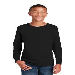 Gildan&reg; Youth Heavy Cotton Long Sleeve Crew-Neck T-Shirt Black
