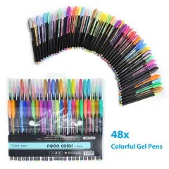 48 Unique Colors Gel Pen Set for Adult Coloring Books - No Duplicates