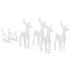 4Pcs Acrylic Reindeers and Sleigh Christmas Decoration
