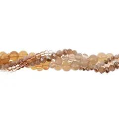 Crystal Lane DIY Amber Glow Twisted Glass & Pearls Beads, 5 Strands