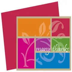 Great Papers! Thank You Note Card and Coordinating Envelope, Color Block, 4.75" x 3.375"(folded), 24 count