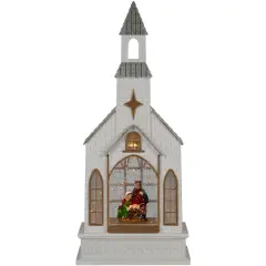 Northlight LED Lighted Holy Family Church Scene Christmas Snow Globe - 12" Ivory