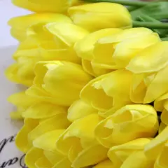 Kitcheniva Artificial Tulips Real Touch Home Decor 10 Pcs Yellow