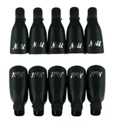 Kitcheniva Silicone UV Gel Polish Remover Wrap Soak Off Cap Clip Nail Art Tool Black-10 pcs