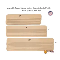 Leather Bracelet Blanks 1" &ndash; Vegetable-Tanned Strips for DIY Stamping, Tooling & Bracelet Making
