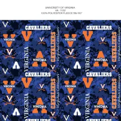 Sykel Enterprises-University of Virginia Fleece Fabric-Virginia Cavaliers Digi Camo Fleece Blanket Fabric-Sold by the yard