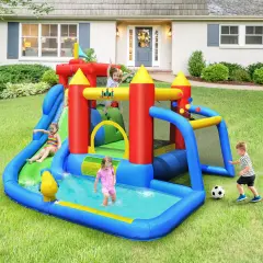 Inflatable Bounce House Splash Pool with Water Climb Slide