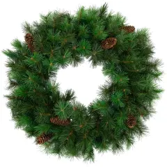 Northlight Royal Oregon Pine Artificial Christmas Wreath with Pinecones - 24" - Unlit Green