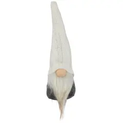Northlight Gnome with Cable Knit Hat Christmas Decoration - 8" - Gray and White