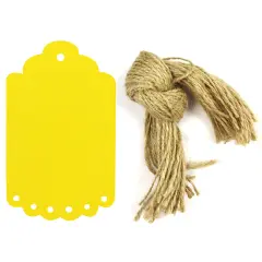Wrapables 50 Gift Tags/Kraft Hang Tags with Free Cut Strings for Gifts, Crafts & Price Tags, Large Scalloped Edge, Yellow