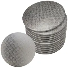 Round Cake Boards Bulk 12pk - Cake Drum Silver.
