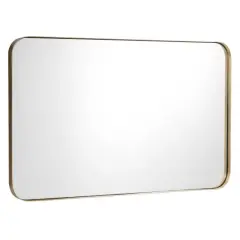 Wall-Mounted Rectangle Bathroom Mirror with Metal Frame Suitable for Home or Offices Golden