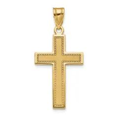 14K Gold Large Satin Cross Pendant Charm Jewelry 31 x 16 mm