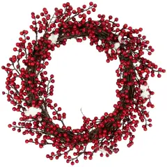 Northlight Frosted Berry Artificial Christmas Wreath - 18" - Unlit Red