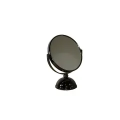 5.5" Diameter Chrome Make-Up Mirror, x3 magnification, Black finish