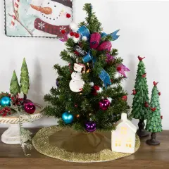 Northlight 20" Gold Mini Christmas Tree Skirt with Tinsel Trim