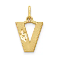 14K Gold Initial V Charm Jewelry FindingKing 20mm x 10mm