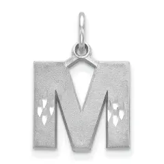 14K White Gold Initial M Charm Jewelry FindingKing 20mm x 10mm