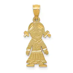 14K Gold Little Girl Charm Pendant Family Jewelry 24mm x 11mm