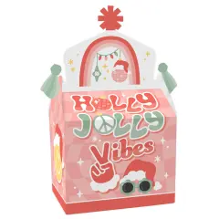 Big Dot of Happiness Groovy Christmas - Treat Box Party Favors - Pastel Holiday Party Goodie Gable Boxes - Set of 12