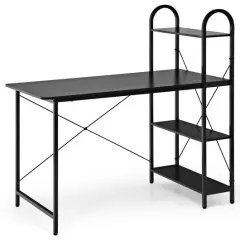 48-Inch Reversible Computer Desk with Storage Shelf Black