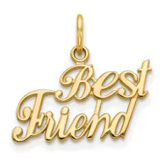 14K Yellow Gold Best Friend Charm Friendship Pendant