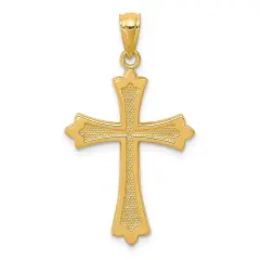 14K Yellow Gold Cross Pendant Charm Religious Jewelry 30 X 17mm