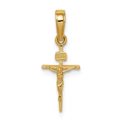 14K Yellow Gold INRI Crucifix Pendant Charm Jewelry 23mm x 9mm
