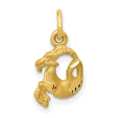 14K Yellow Gold Capricorn Zodiac Charm Pendant Jewelry 18 X 10mm