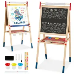 Multi-Color All-in-One Wooden Height Adjustable Kid's Art Easel
