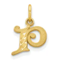 14K Gold Initial P Charm Jewelry FindingKing 17mm x 10mm