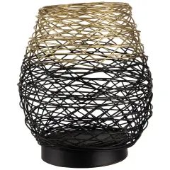 Northlight Large Woven Ombre Iron Pillar Candle Holder - 8.5" - Black and Gold