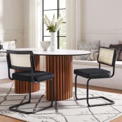 Sahasra Velvet Armless Dining Chair Seat (Set of 2) Black