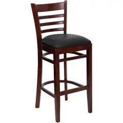 Emma and Oliver Ladder Back Wooden Restaurant Dining Barstool BlackVYL/Mahogany