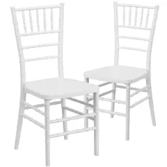 Emma and Oliver 2 Pack PREMIUM Resin Stacking Chiavari Chair White