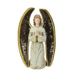 Roman 8" Gold and Gray Praying Angel with Mosaic Wings Tabletop Christmas Figure