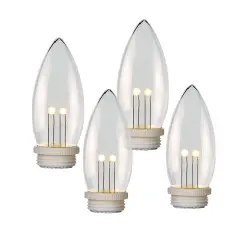 Set of 4 Battery Operated Replacement Window Candle Bulbs with Dual Intensity LED for 3xAA and 4xAA Candles Soft Twinkle