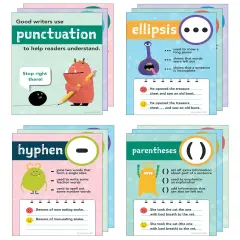 Carson Dellosa 12-Piece Punctuation Posters, 8.5" x 11" Grammar Wall Decor for ELA Classroom and Office Decorations, English Language Arts Teacher Supplies