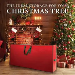 Christmas Tree Storage Bag, Stores 7.5 Foot Artificial Xmas Holiday Tree, Durable Waterproof Material, Protect Against Dust, Insects, and Moisture, Zippered Bag with Carry Handles, (Red)