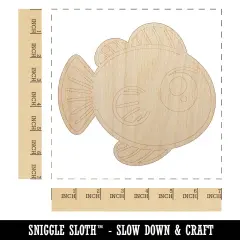 Kawaii Fish Unfinished Wood Shape Piece Cutout for DIY Craft Projects