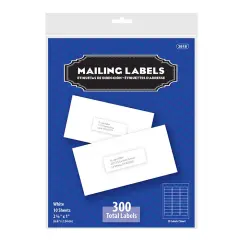 BAZIC White Address Labels 1" X 2 5/8" (300/Pack)