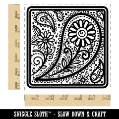 Floral and Swirly Paisley Square Self-Inking Rubber Stamp Ink Stamper Black