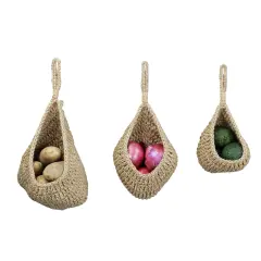 Potted Pans Wall Hanging Fruit Baskets for Kitchen - Jute Onion Hanging Basket