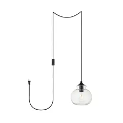 Destry 1 Light Black plug-in Pendant With Clear Glass