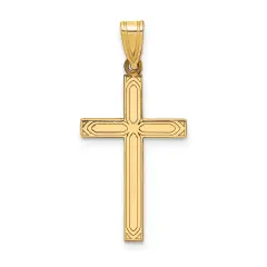 14K Yellow Gold Cross Pendant Charm Religious Jewerly 29mm x 15mm