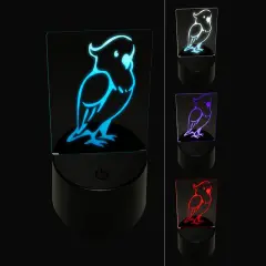 Standing Cockatoo Parrot Bird 3D Illusion LED Night Light Sign Nightstand Desk Lamp