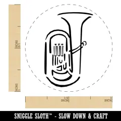 Tuba Music Instrument Sketch Self-Inking Rubber Stamp for Stamping Crafting Planners Fuchsia