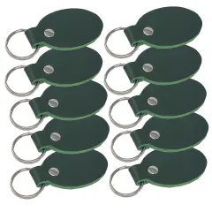 Oval Leather Keychains Kit &ndash; Full-Grain Latigo, DIY Personalization Ready, 10 Pack Kelly Green